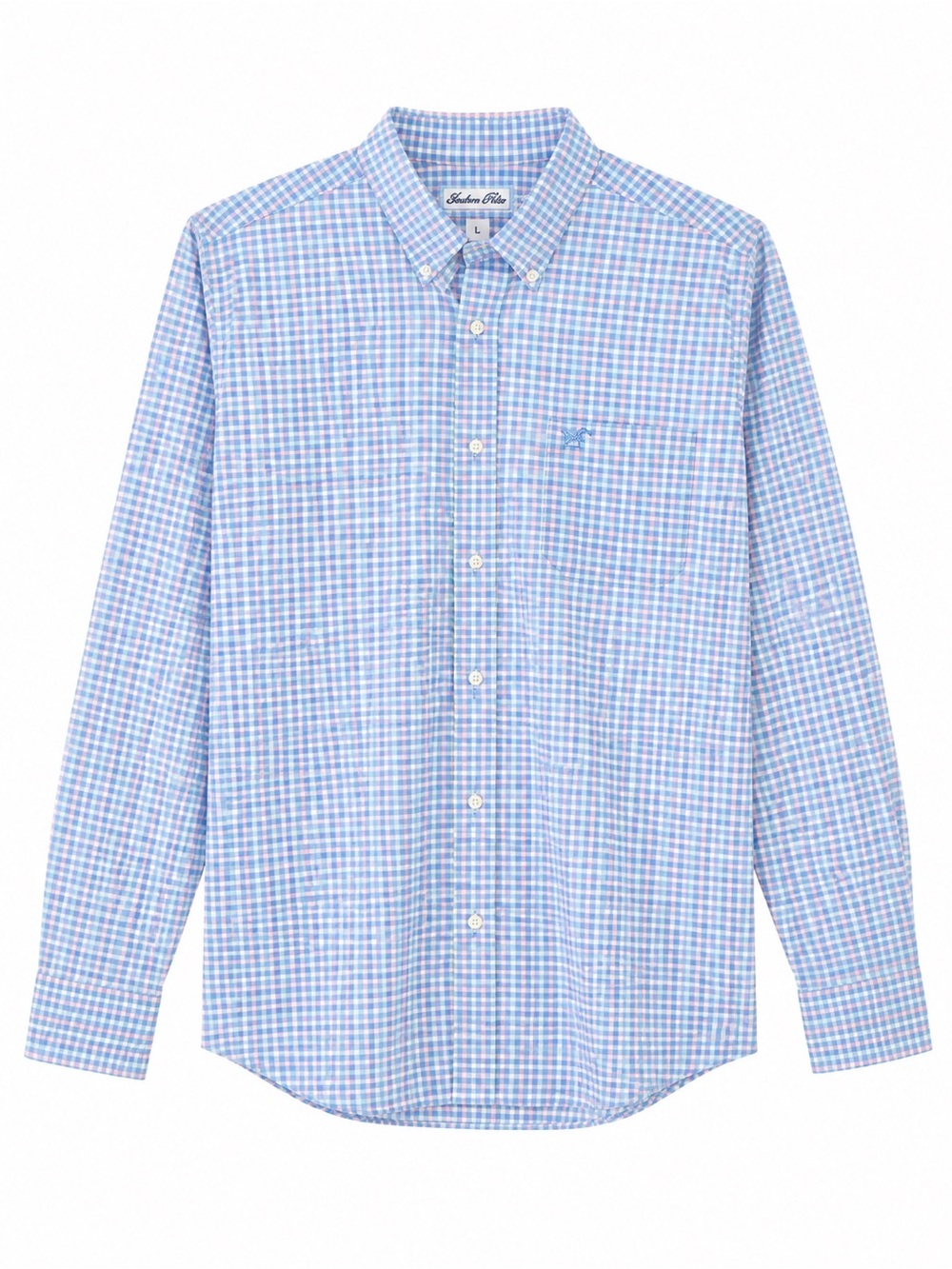 Blue & White Check Button-Down Dress Shirt